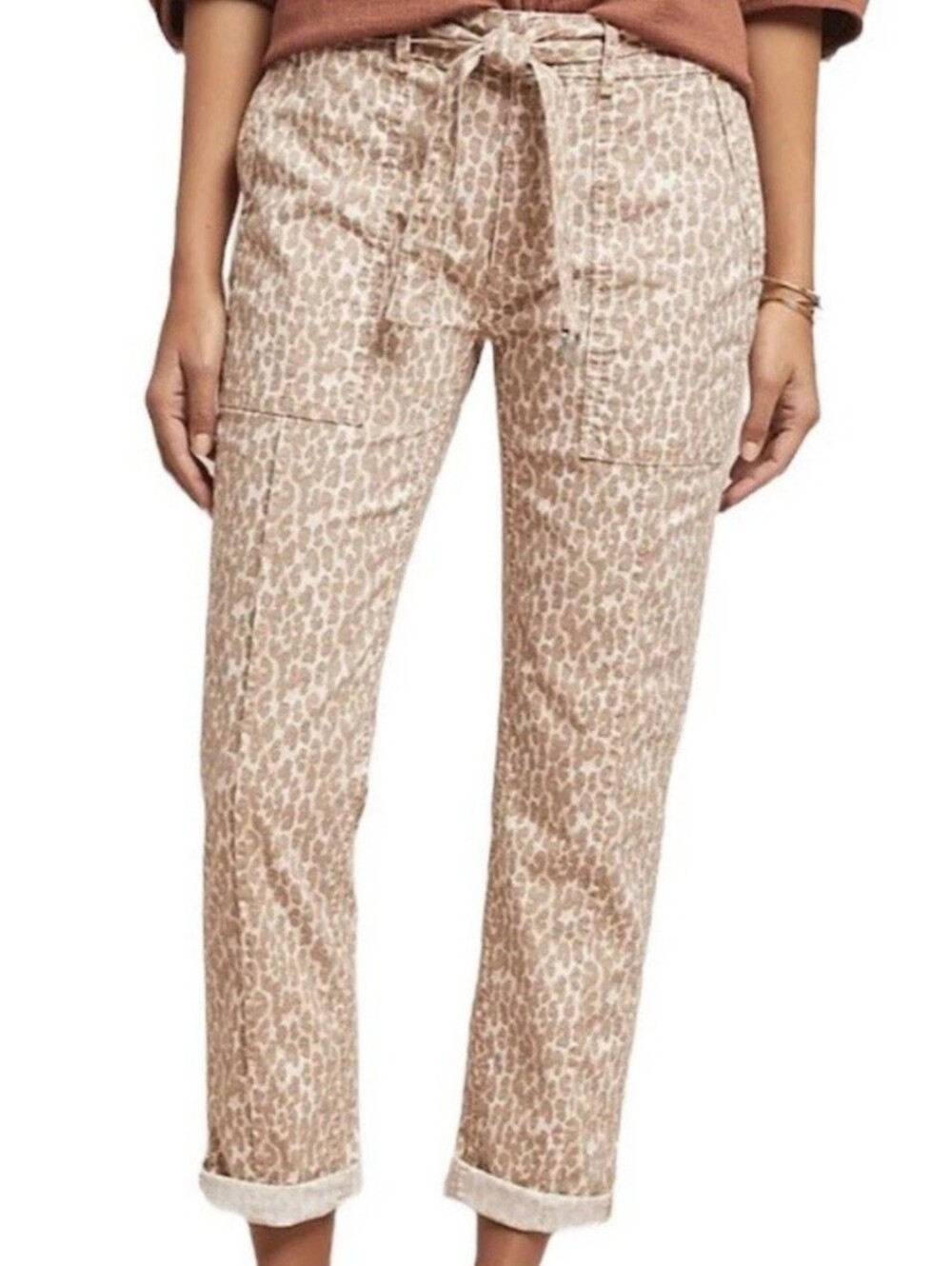 Anthropologie The Wanderer Animal Cat Print Spotted Leopard Tan Pants 28 / 6
